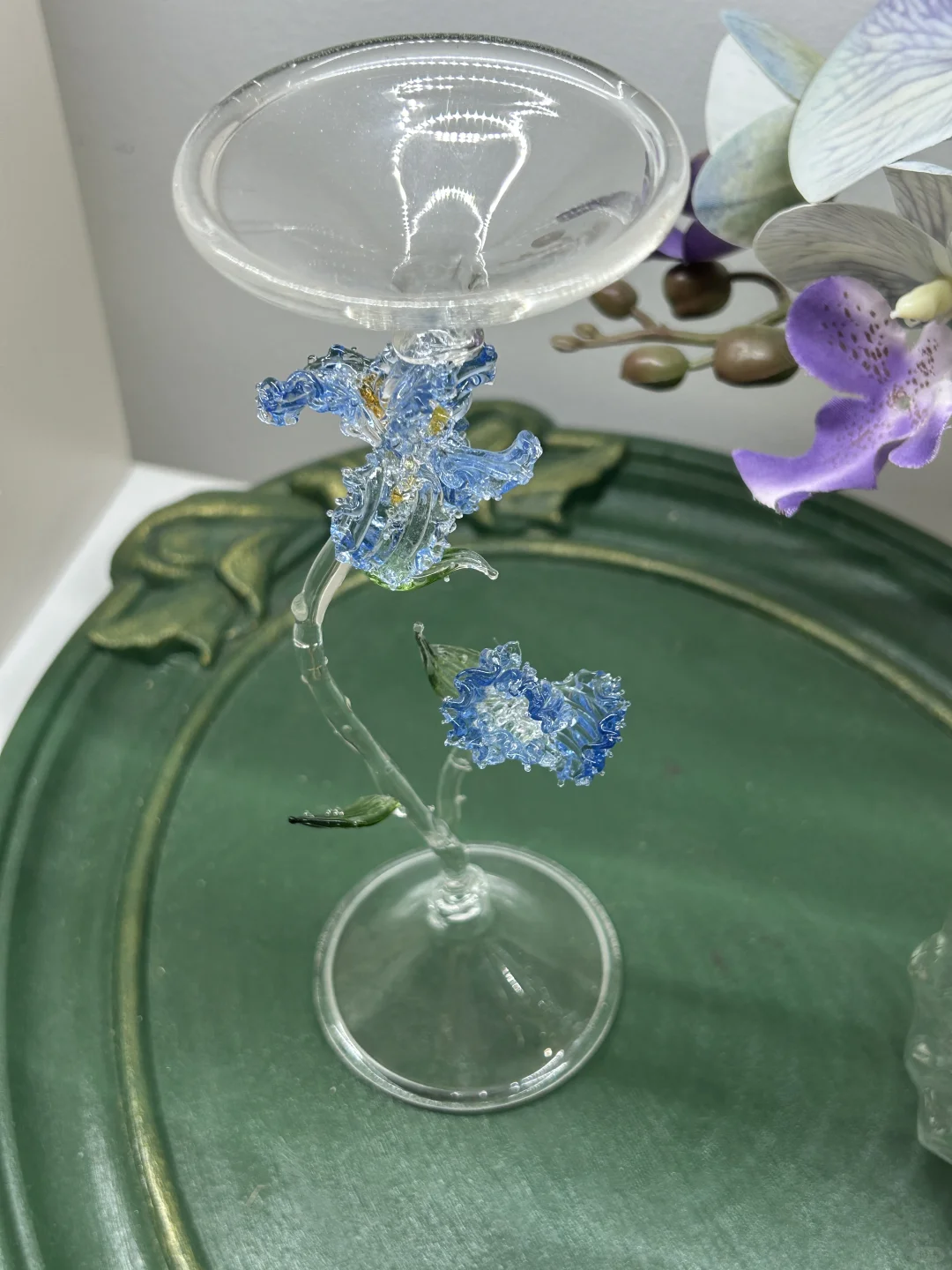 烧了个有点丑的鸢尾玻璃烛台