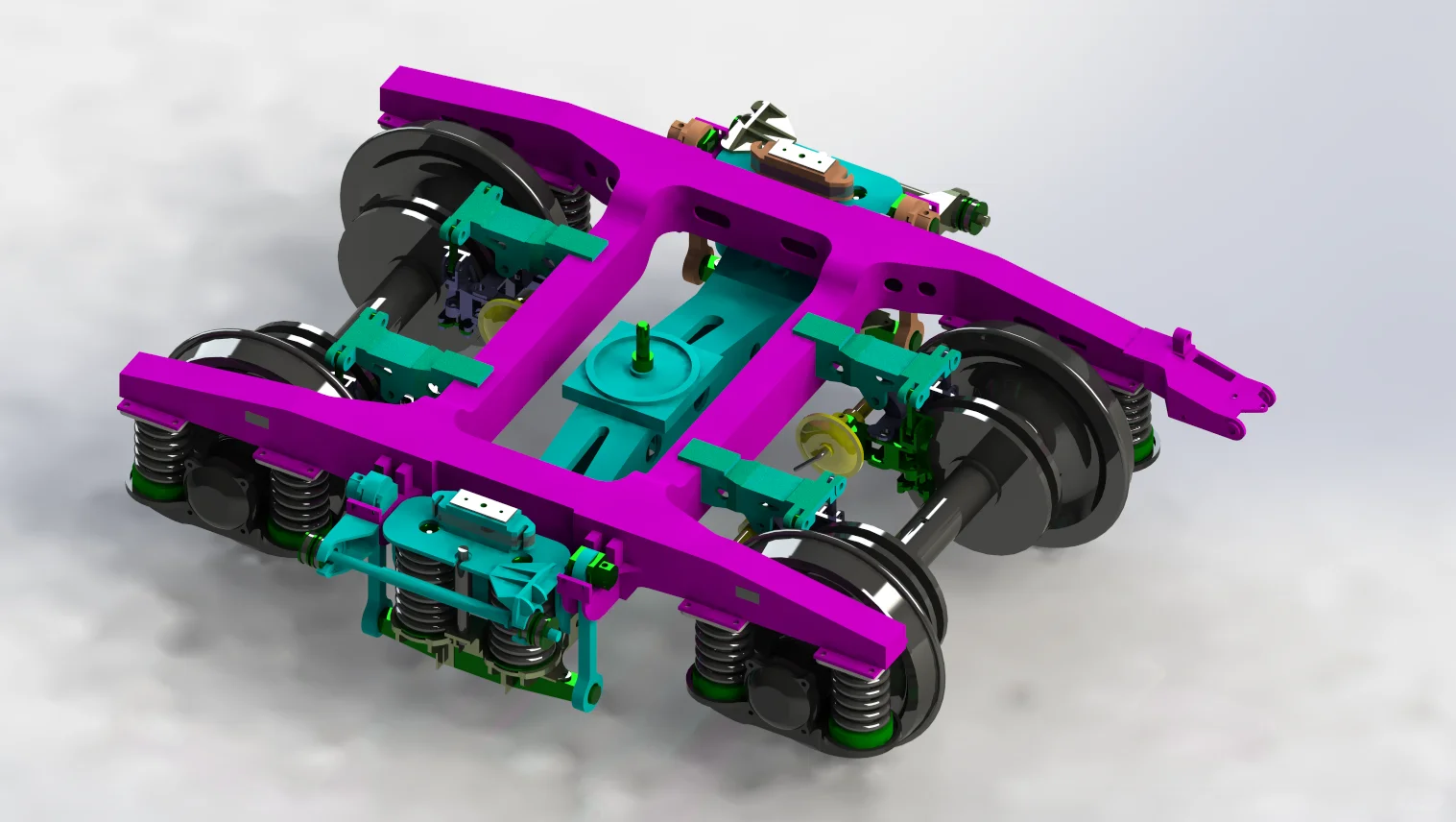 铁路客车209P型转向架 3D图纸三维模型