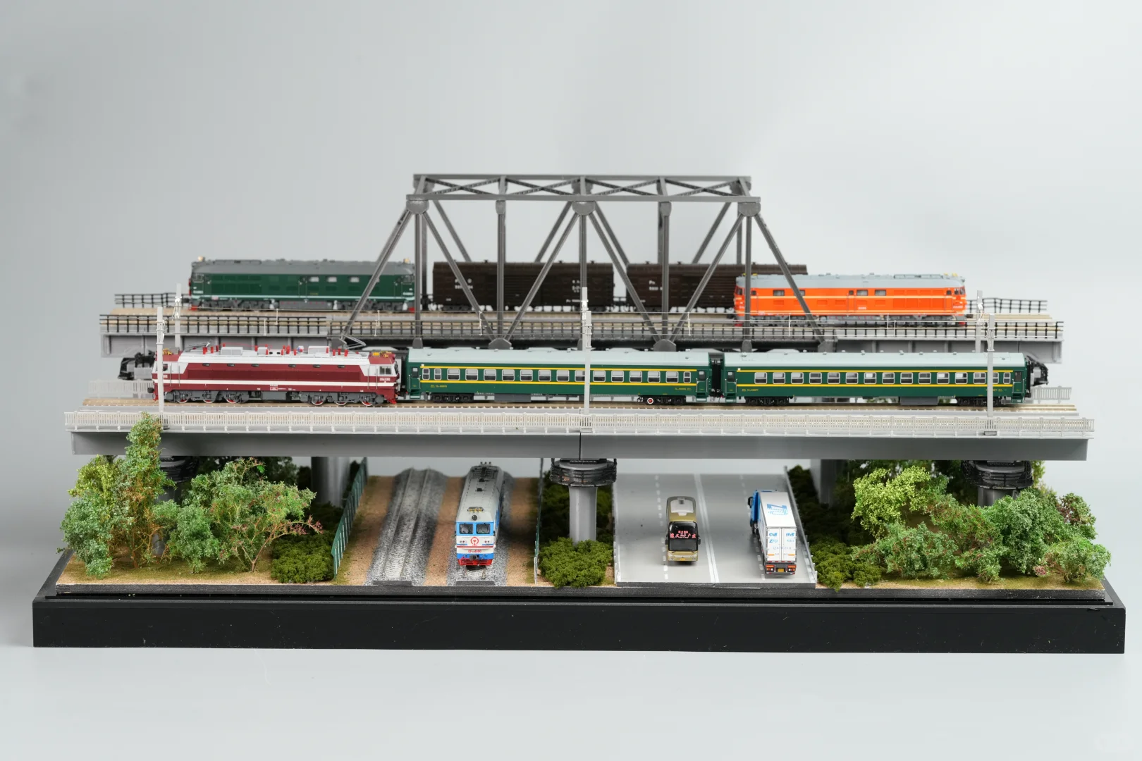 【N比例】火车模型 铁路交通枢纽场景展示盒