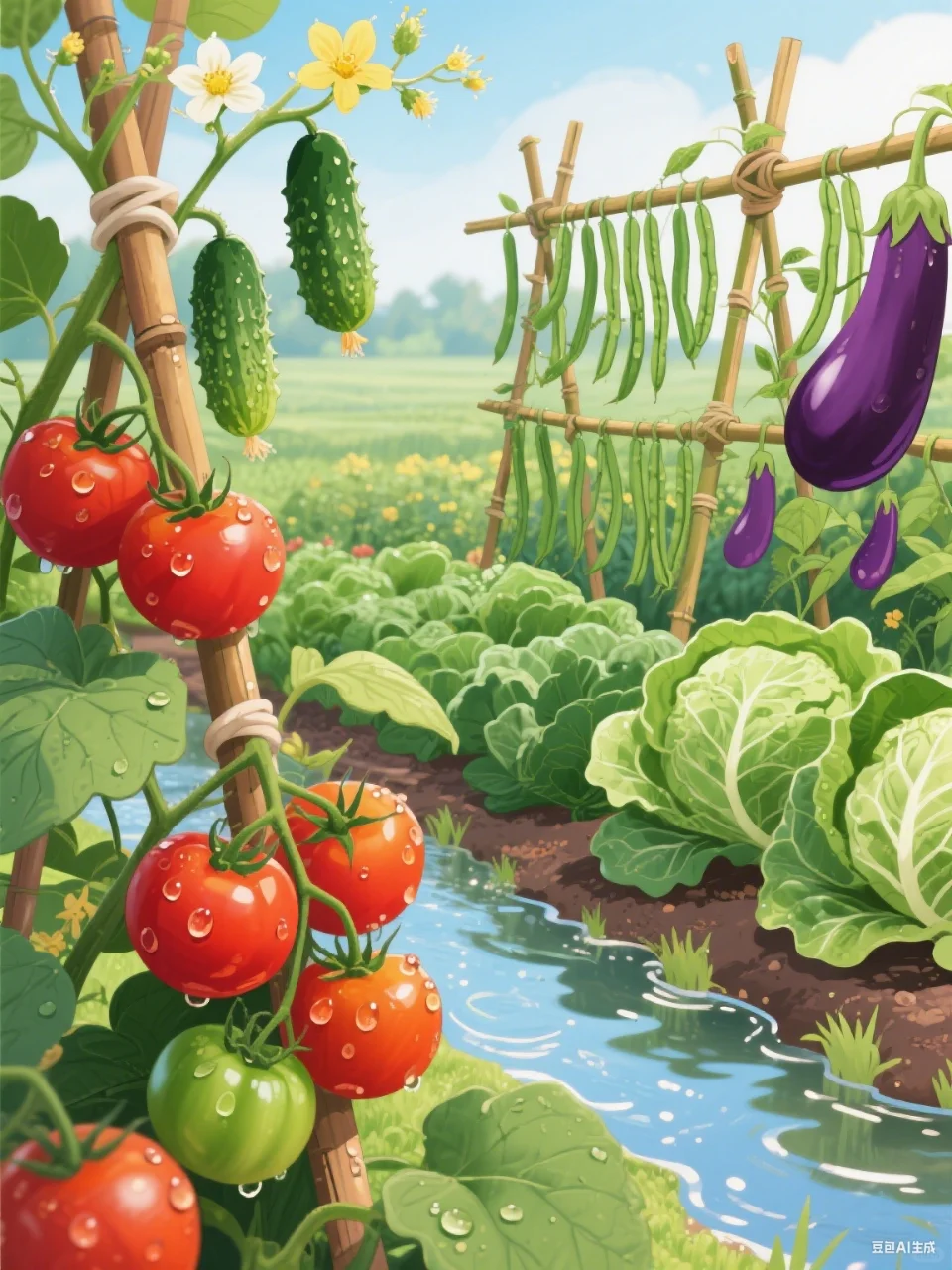 ? 层叠绿意间，晨露在果蔬上跳舞 