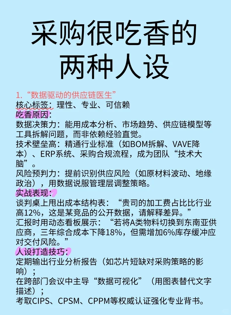 采购很吃香的两种人设