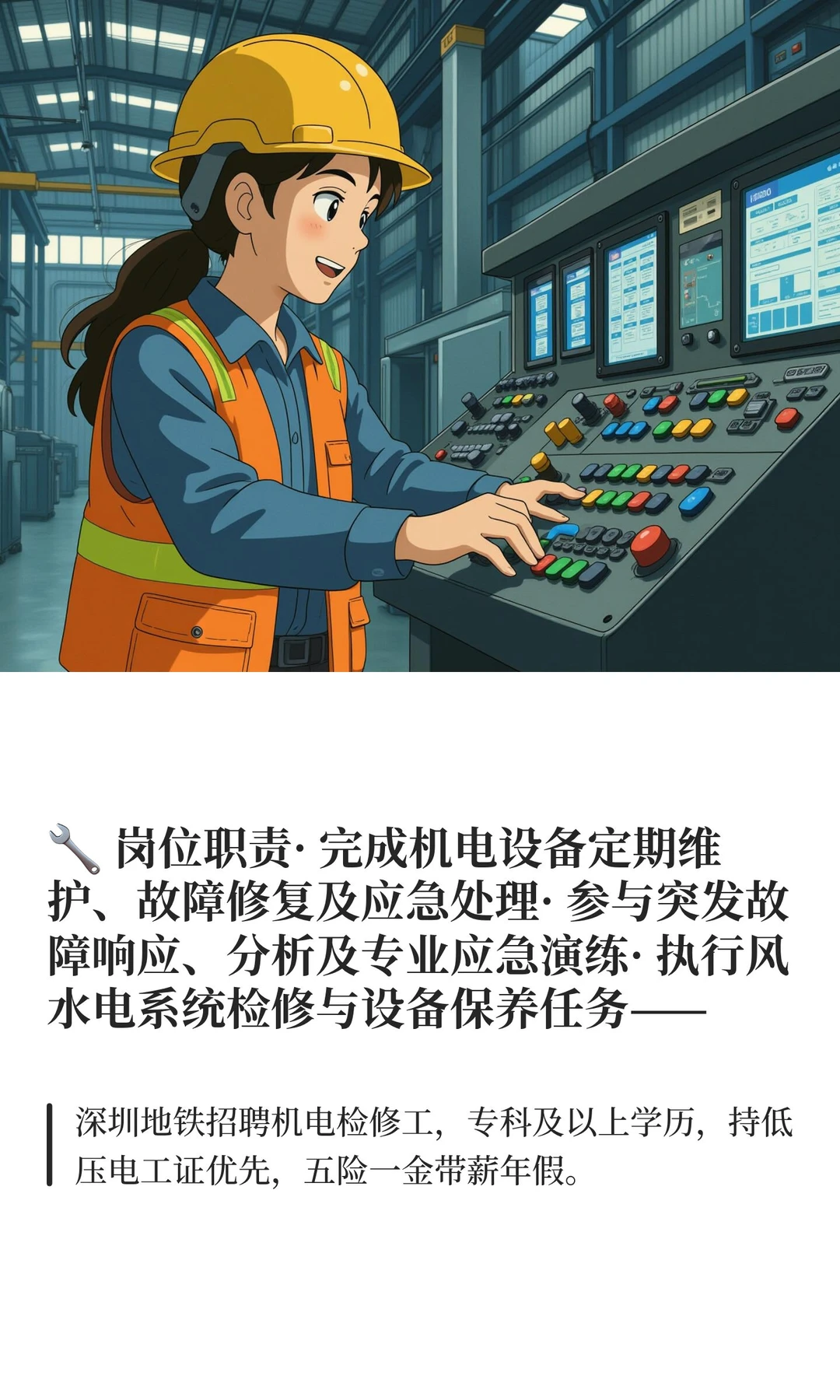 ? 岗位职责· 完成机电设备定期维护、故