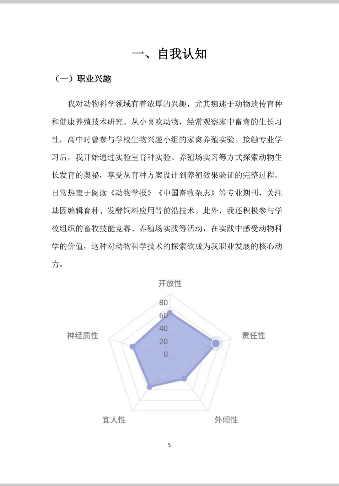 动物科学大学生职业生涯规划书word＋PPT