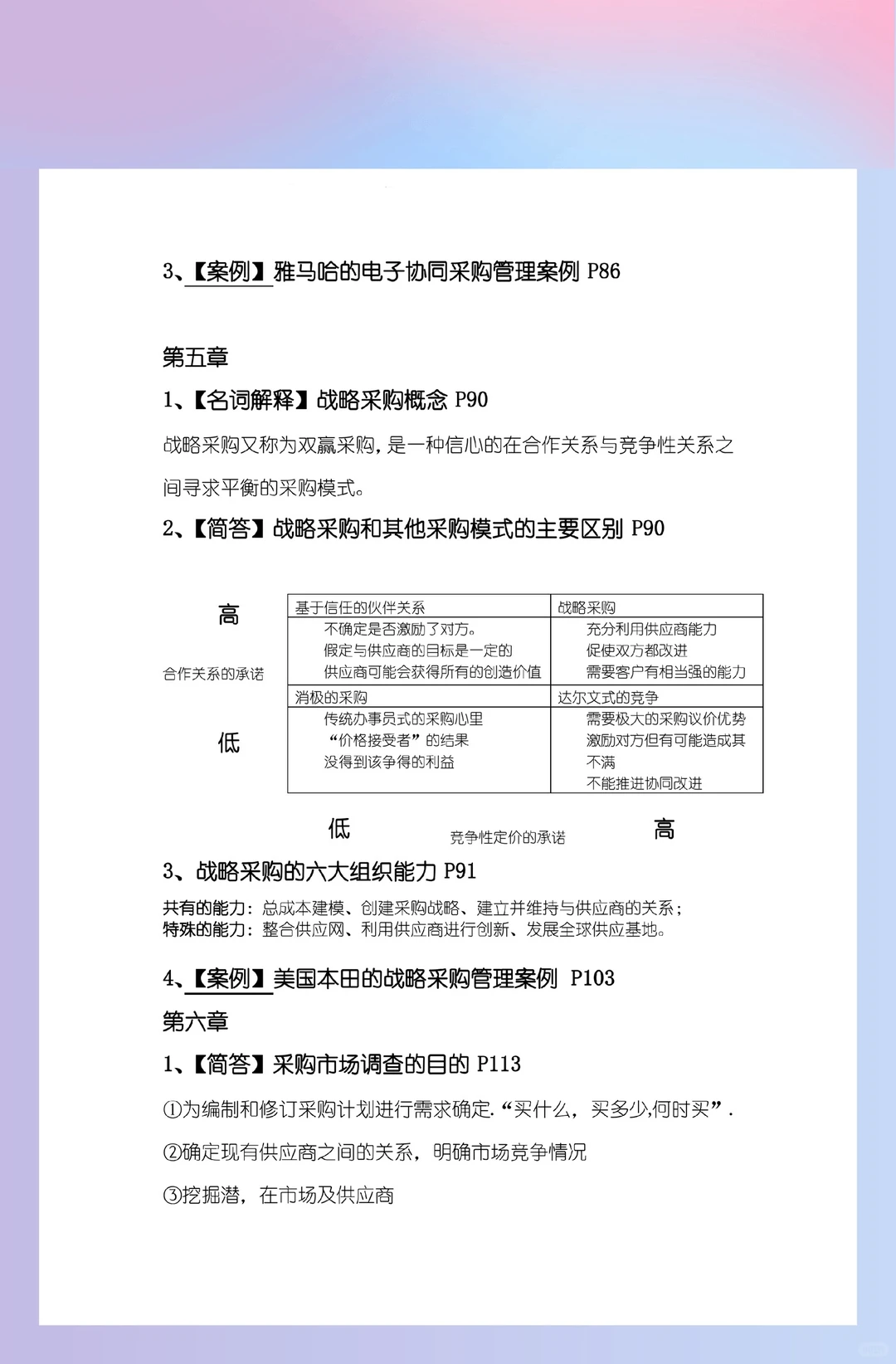 《采购管理》期末复习资料，冲！冲！冲！?