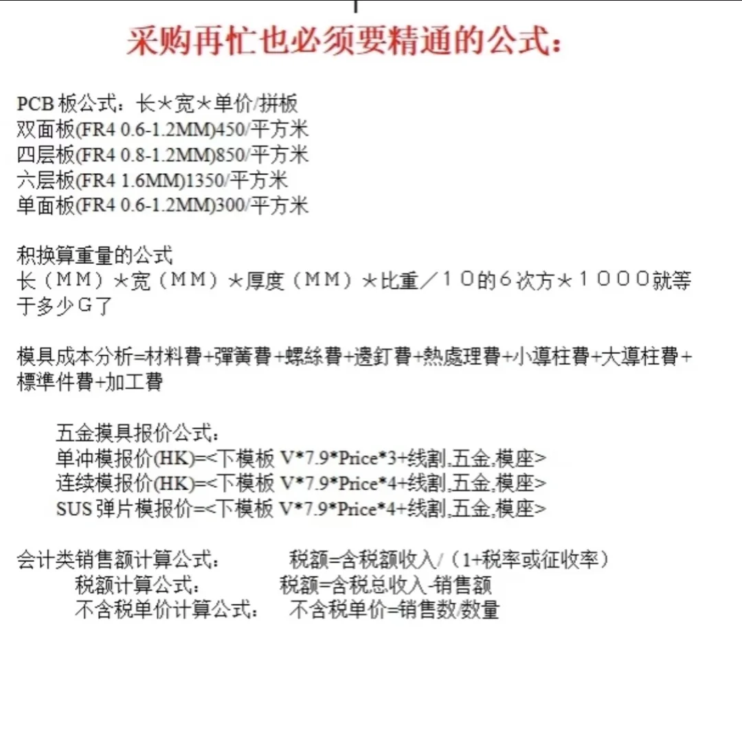 真心建议采购必须精通的公式！