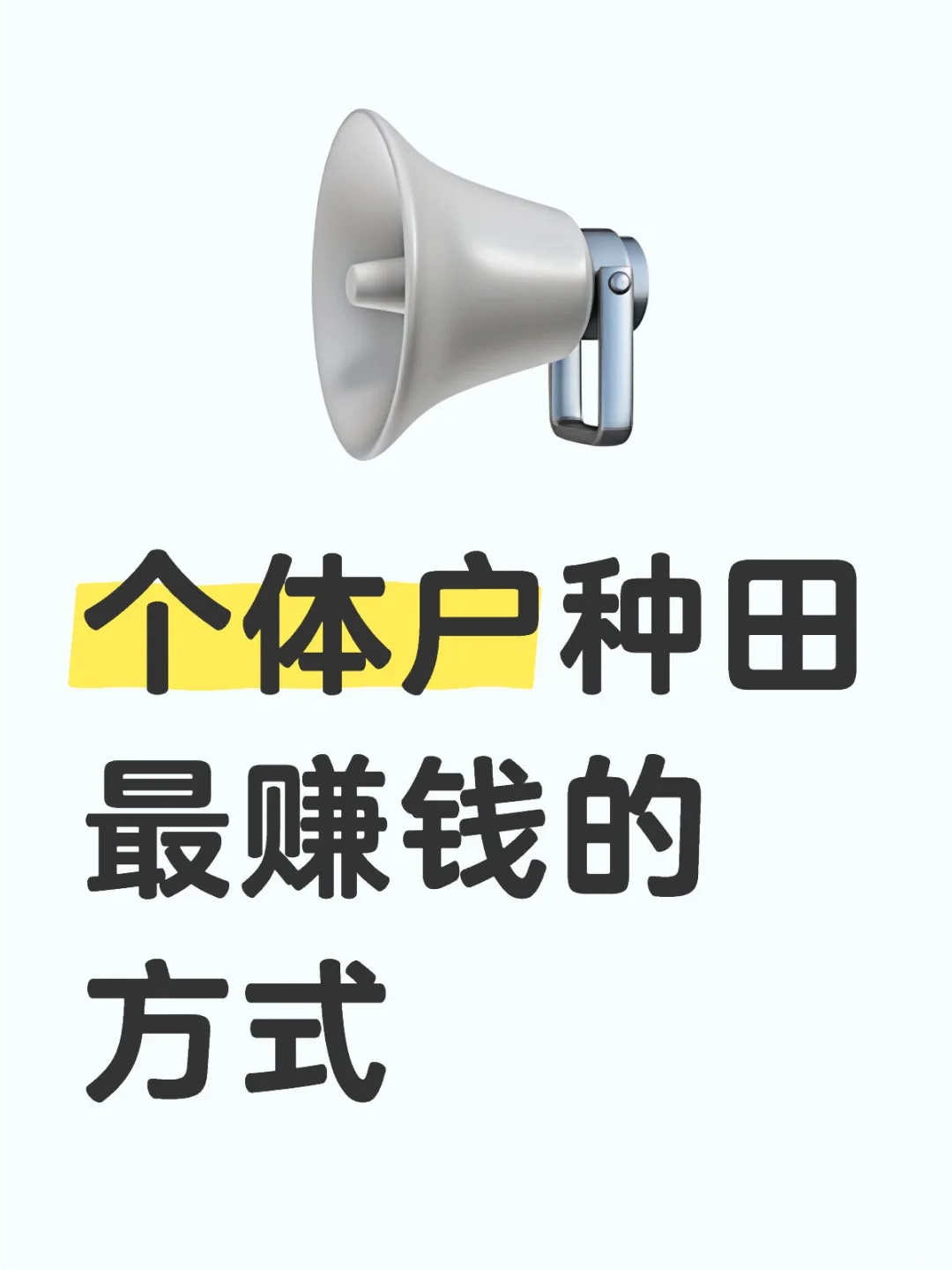 个体户种田最赚钱的方式