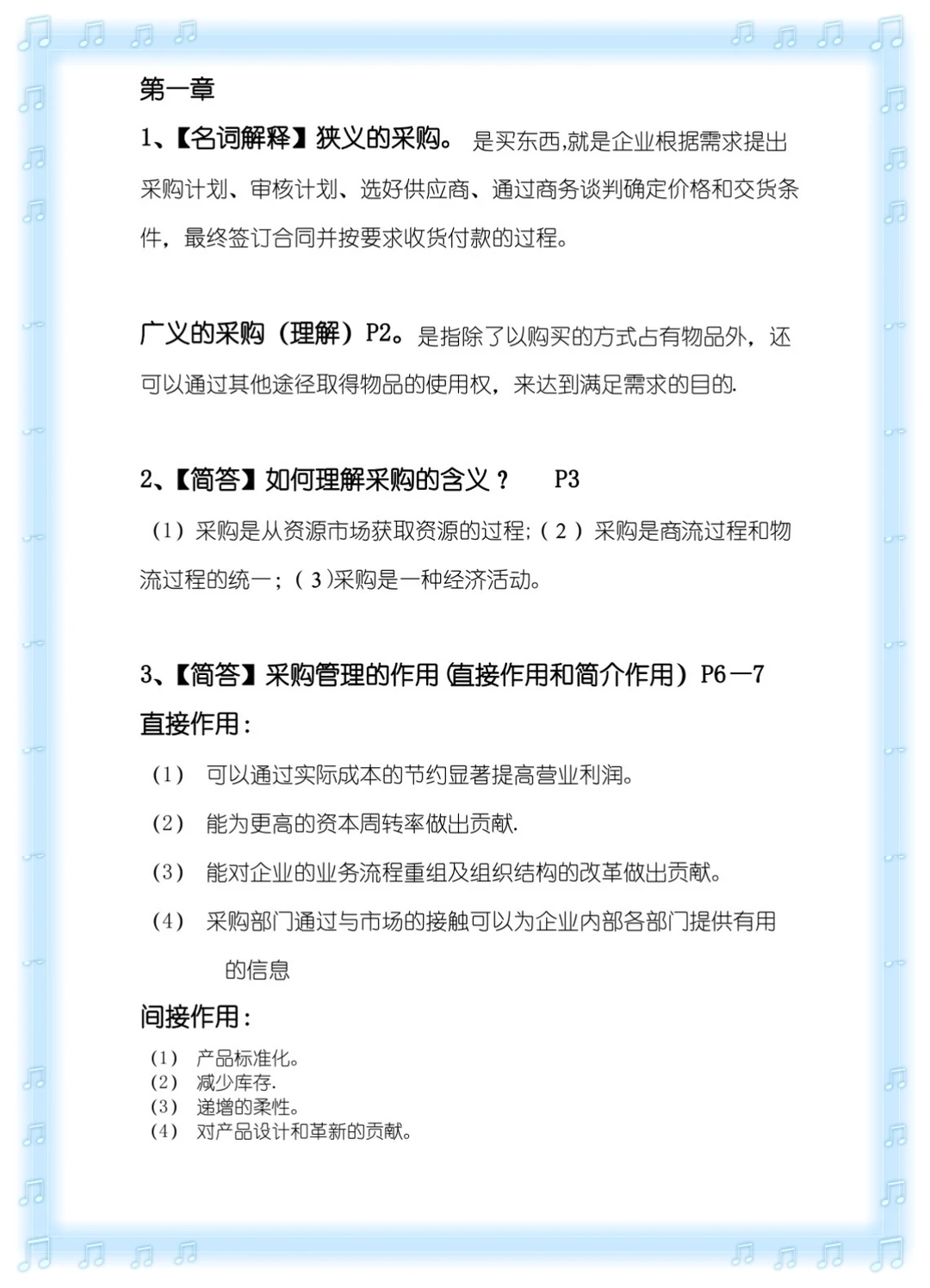 采购管理复习重点，试题题库