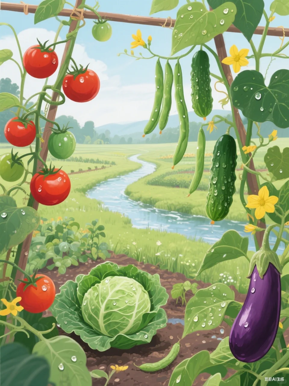 ? 层叠绿意间，晨露在果蔬上跳舞 