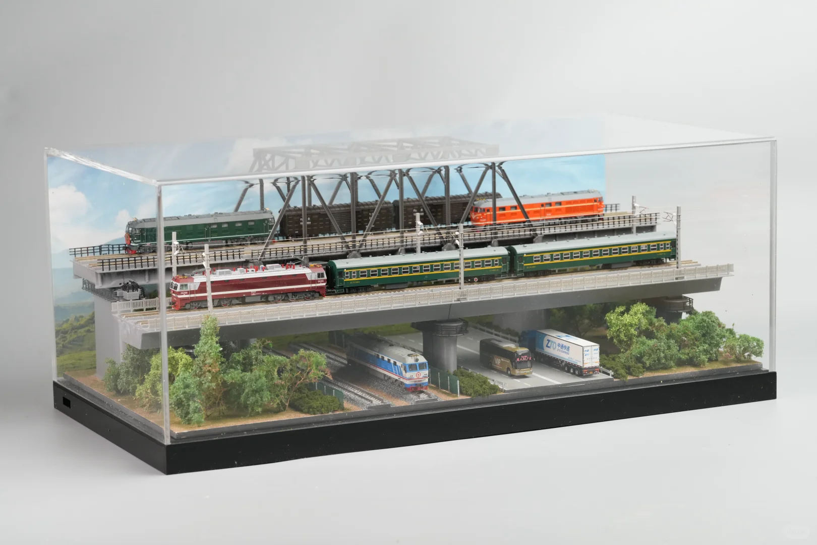 【N比例】火车模型 铁路交通枢纽场景展示盒