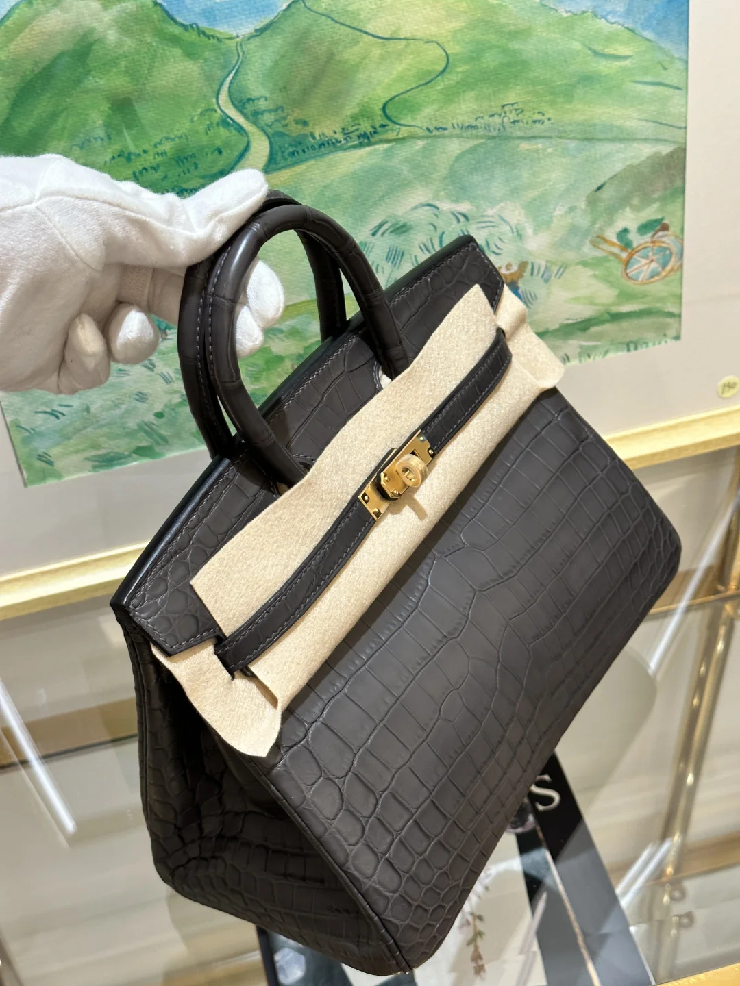 石墨灰尼罗鳄Birkin｜金扣配灰调贵气到犯规