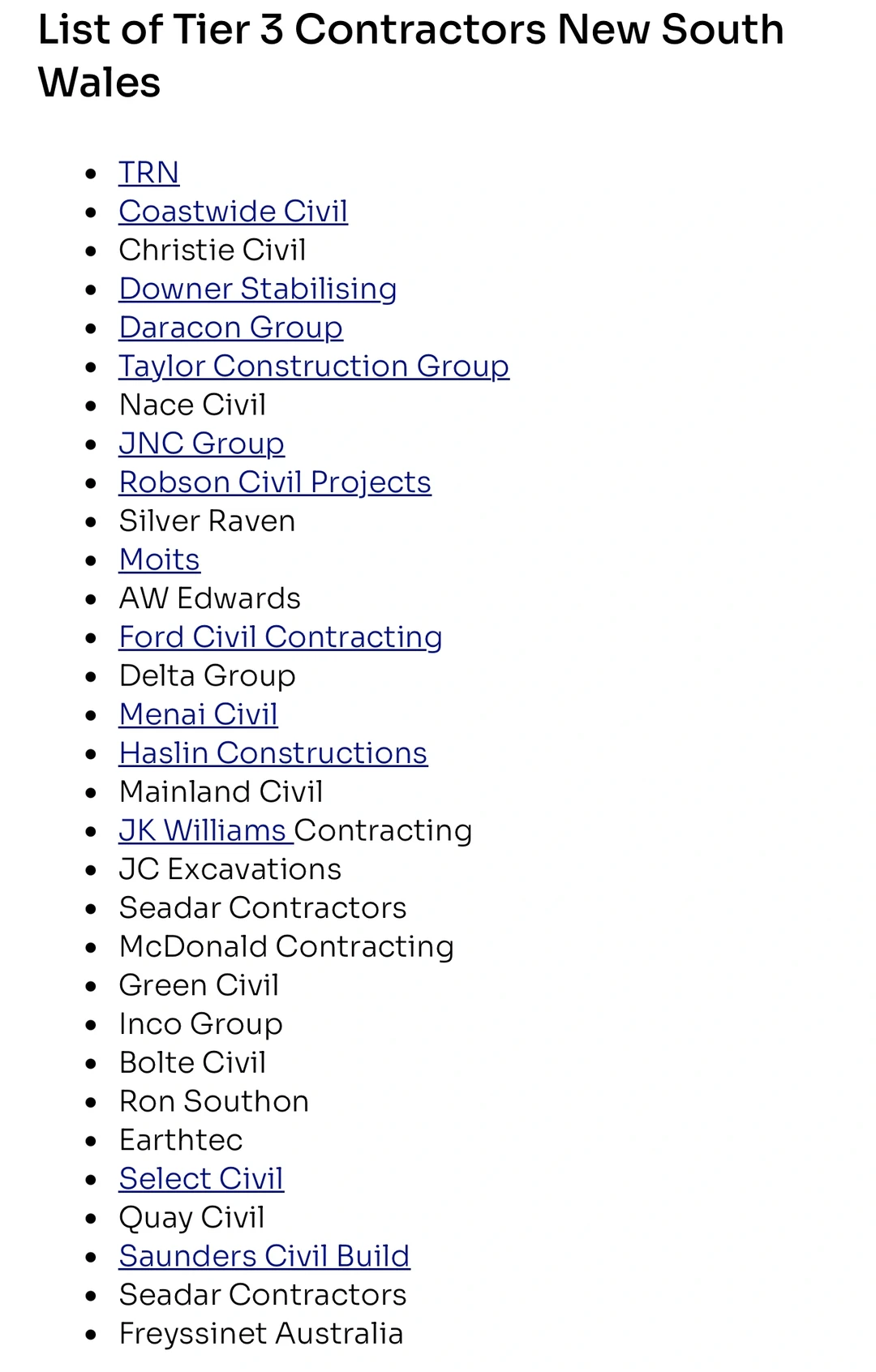 澳洲Tier 1 2 3 工程承建商