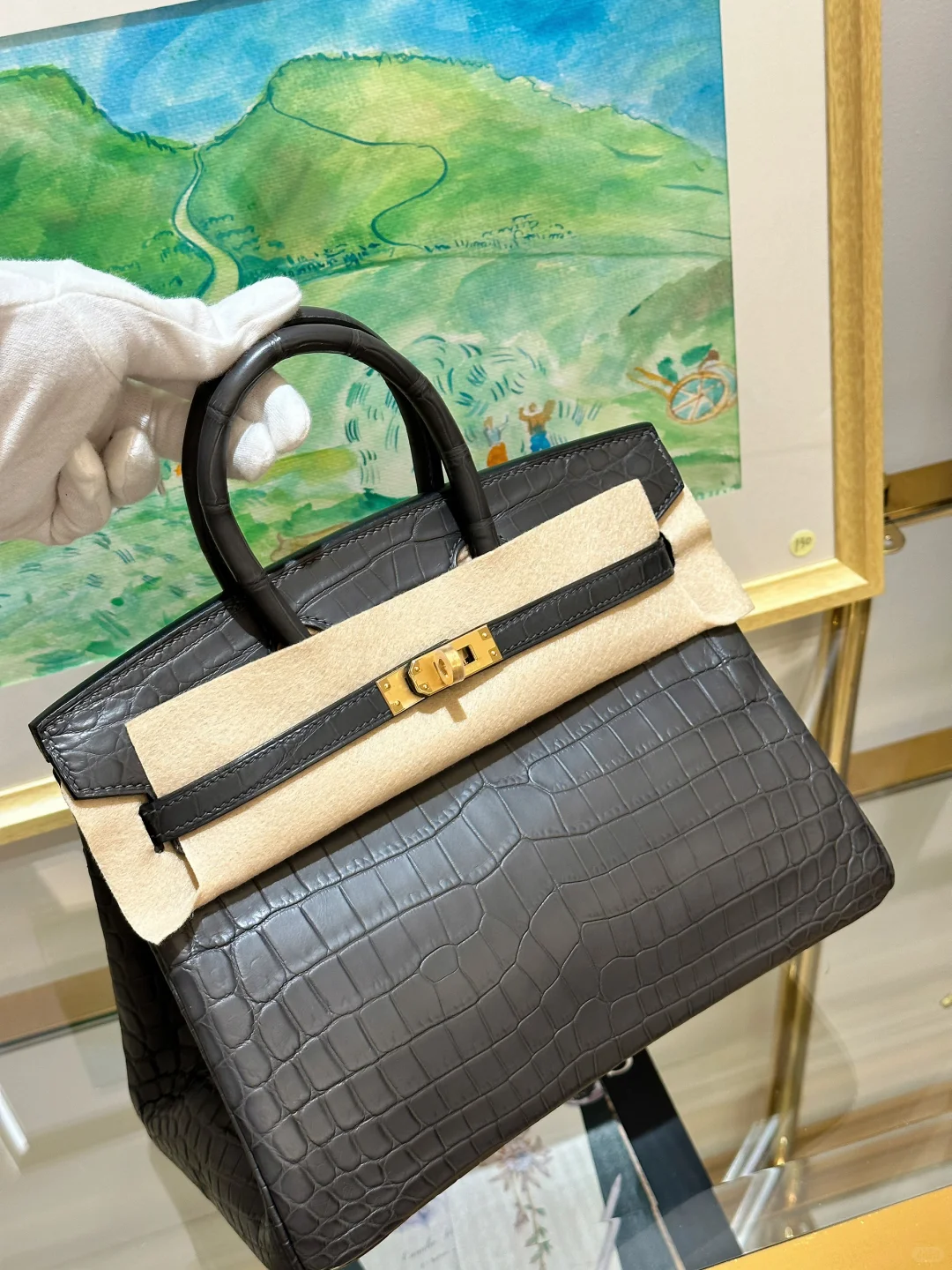 石墨灰尼罗鳄Birkin｜金扣配灰调贵气到犯规