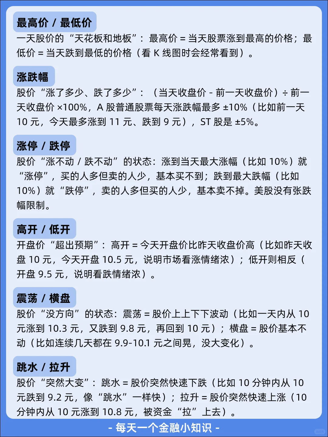 大白话解释30个股票术语