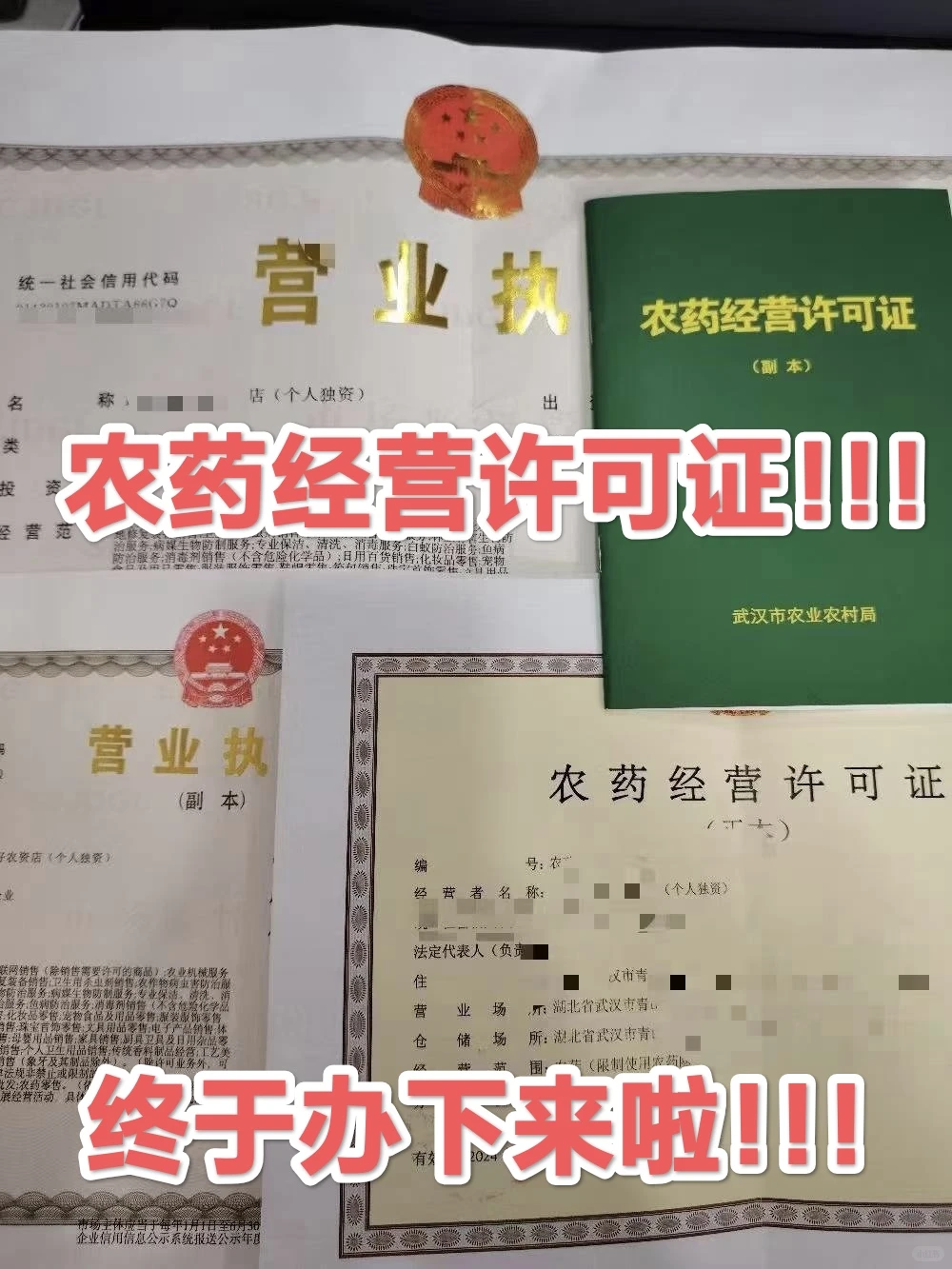 是谁把农药经营许可证办下来了？哦！是我啊
