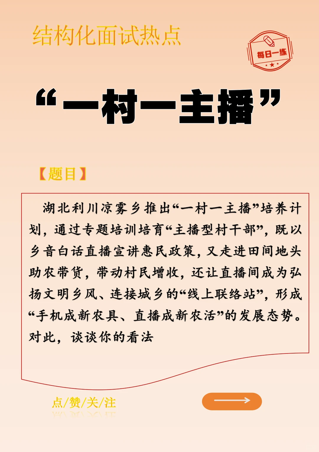 结构化面试热点：“一村一主播”
