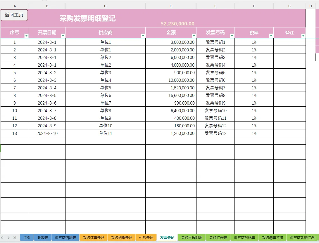 超好用的采购台账