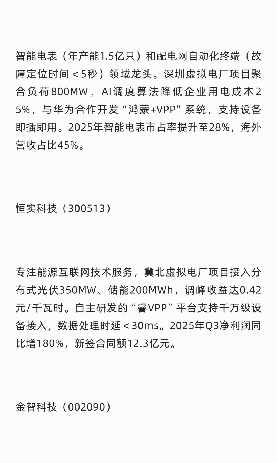 电力设备+虚拟电厂，10家核心公司！