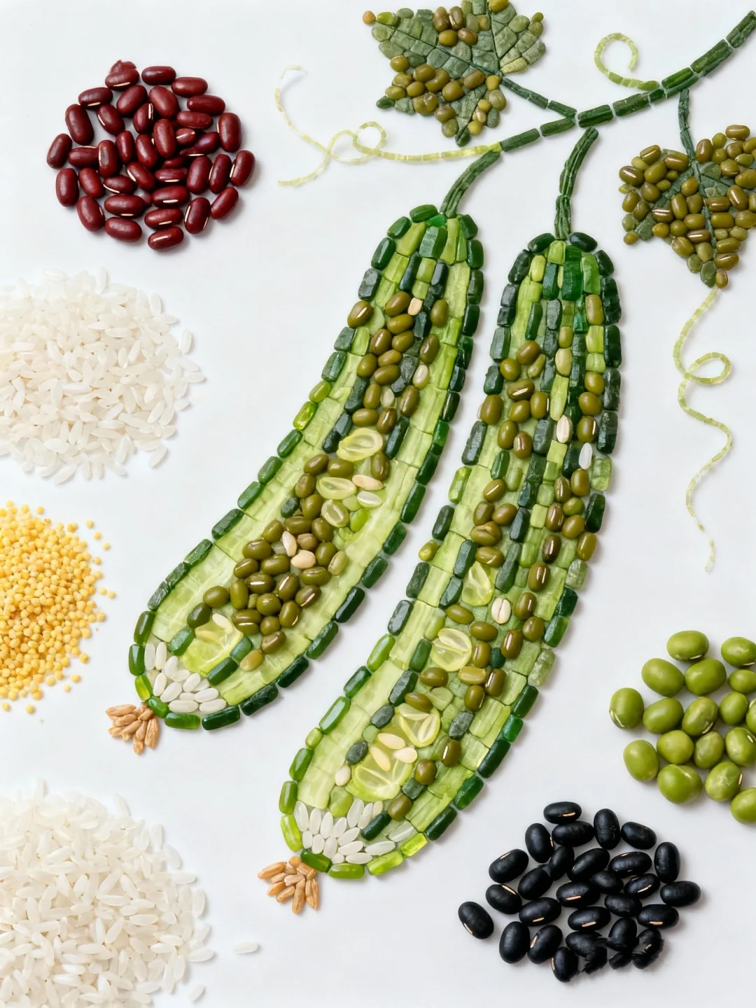 创意五谷贴画——黄瓜