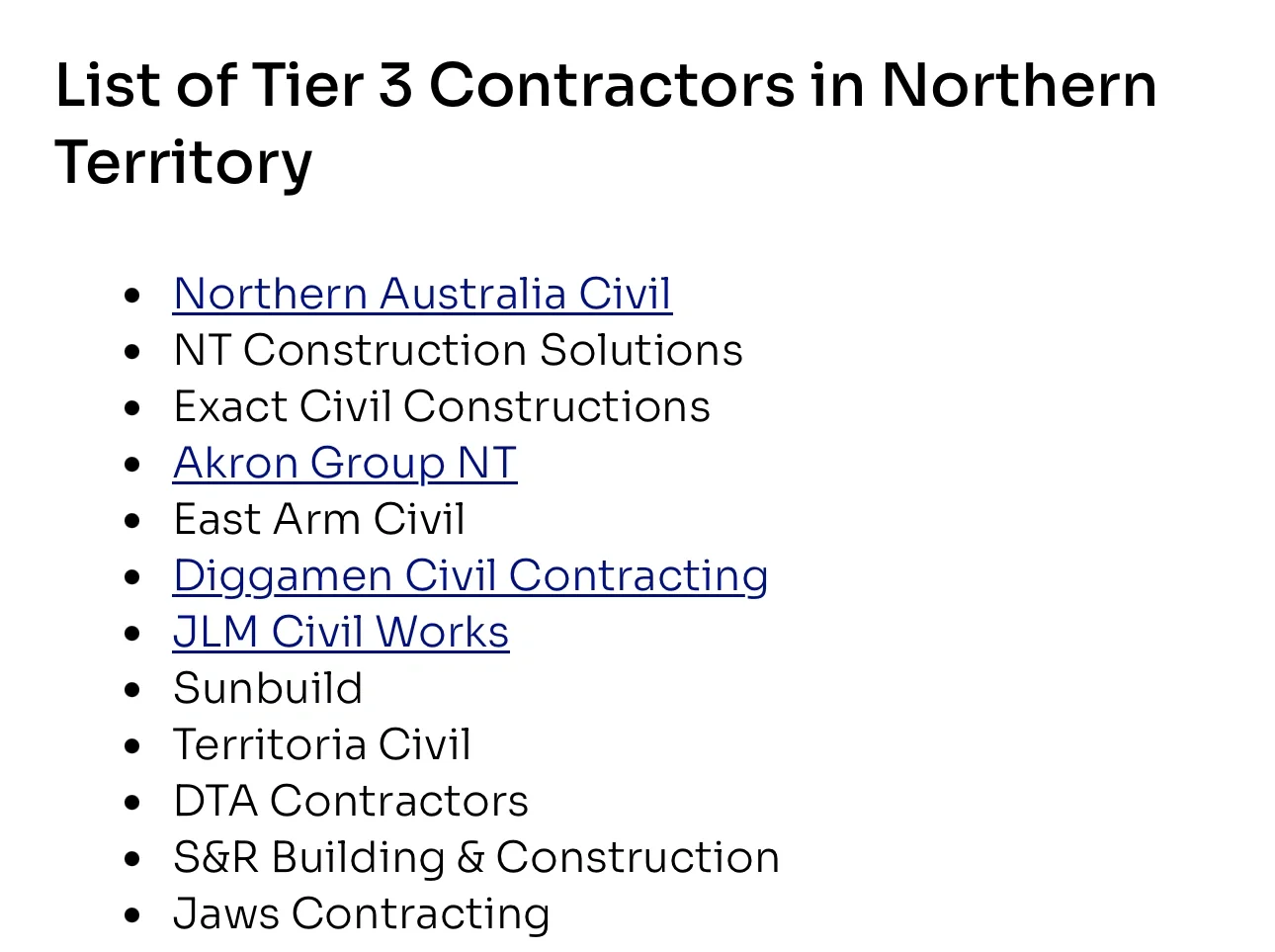 澳洲Tier 1 2 3 工程承建商