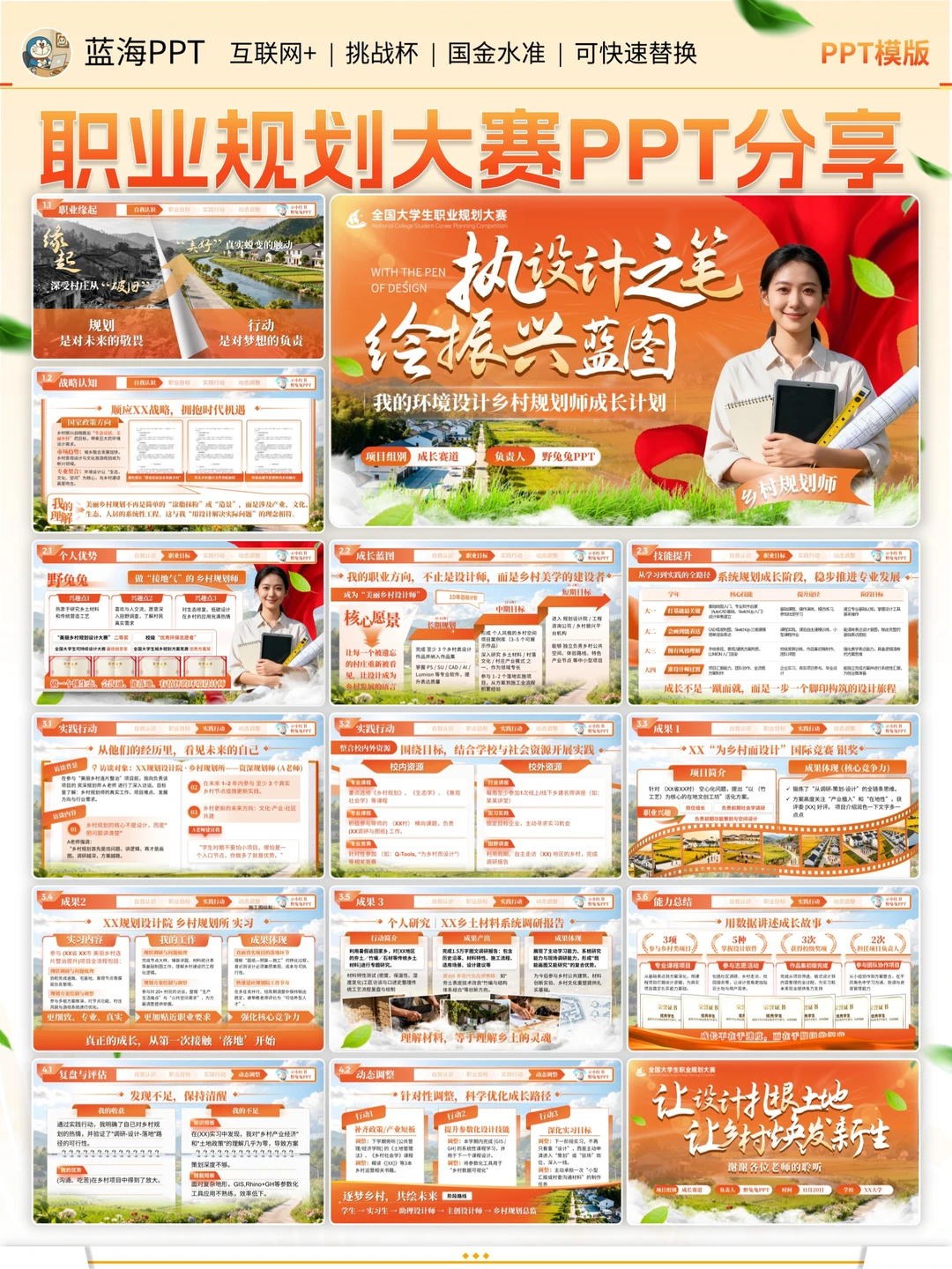 设计乡村振兴职业规划大赛ppt绝了?