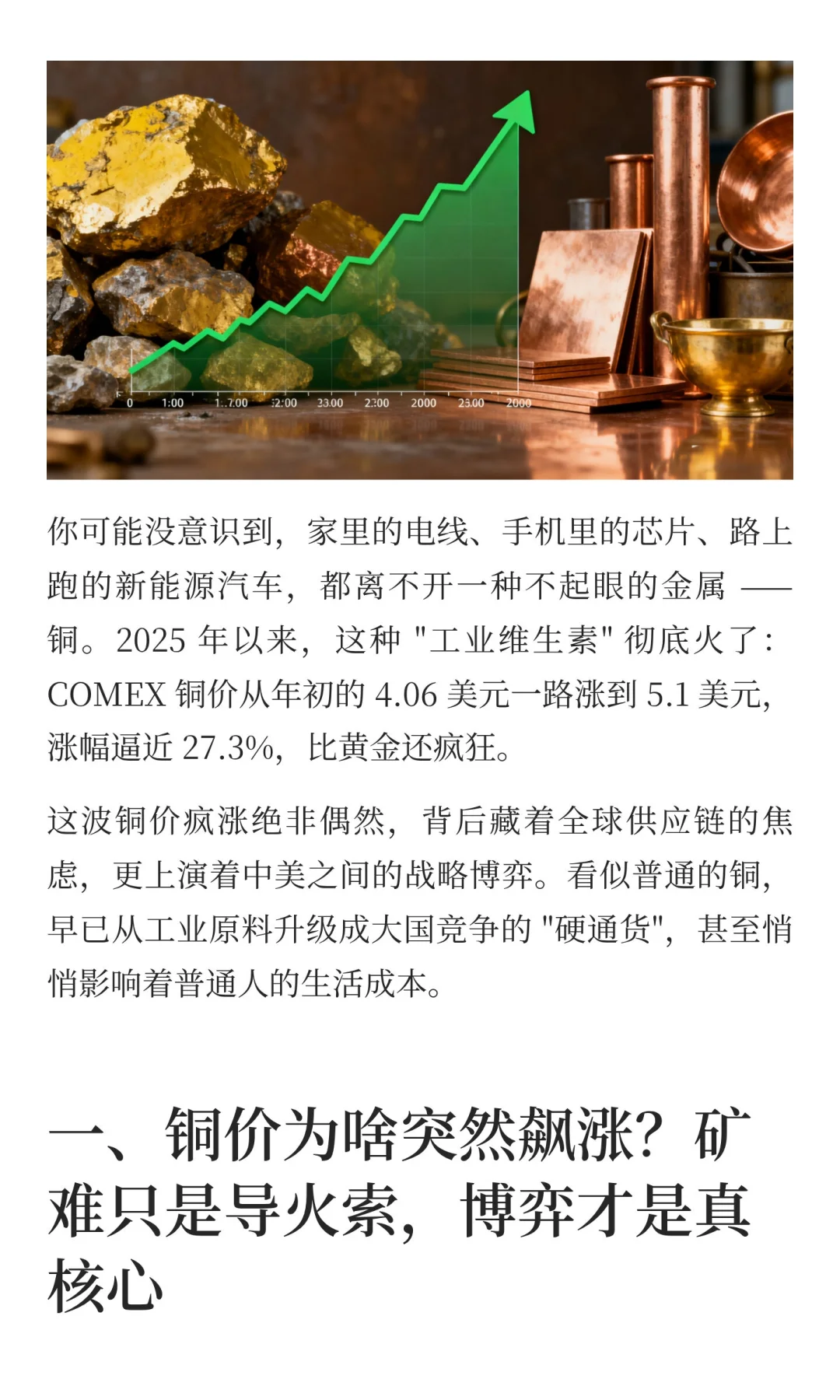 铜价暴涨 27%！中美暗战背后，这金属关乎你