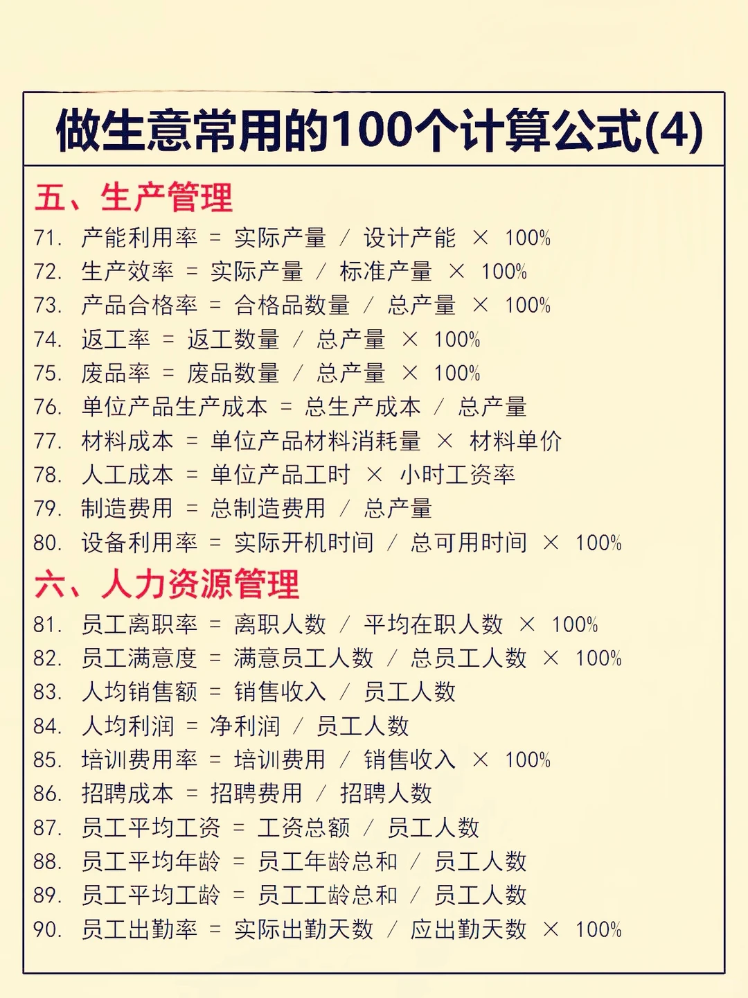 全方位生意计算公式，涵盖多场景