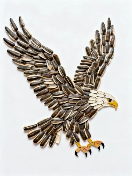 五谷杂粮拼贴画｜雄鹰展翅