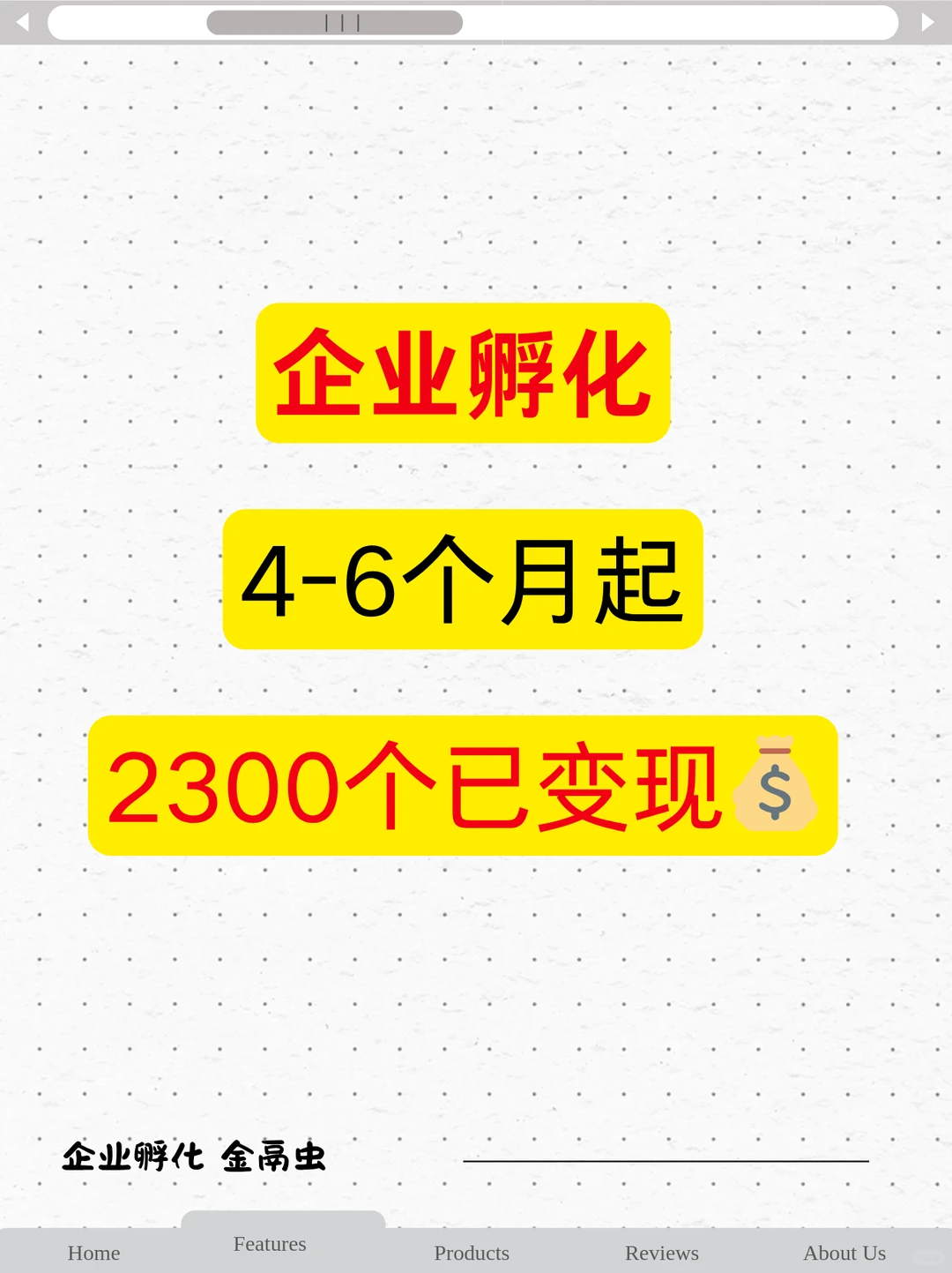 企业孵化4-6个月起2300个已变现?