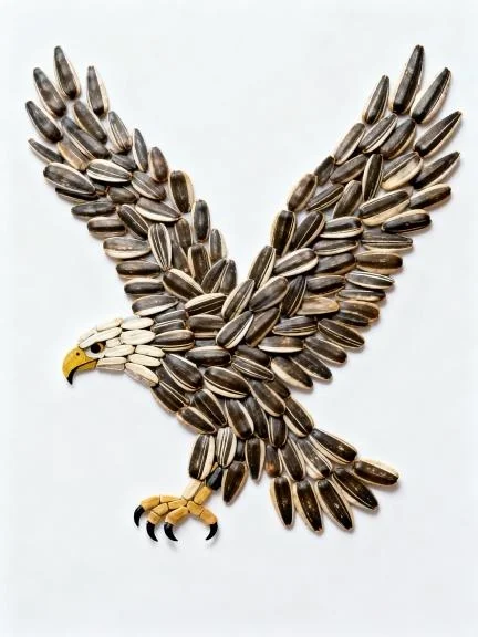 五谷杂粮拼贴画｜雄鹰展翅