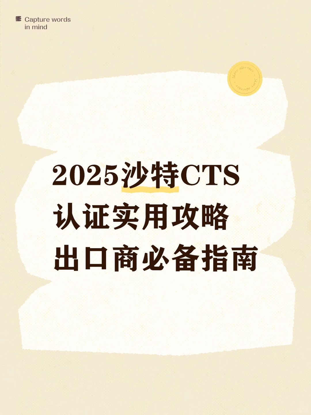 2025沙特CTS认证实用攻略 出口商必备指南