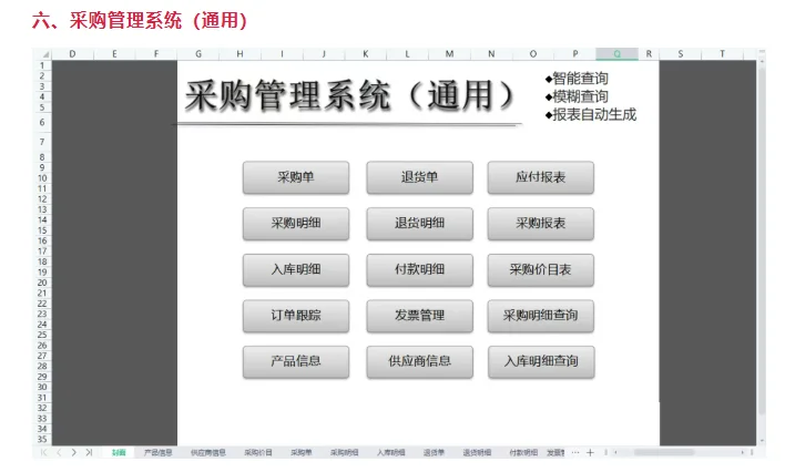 采购常用管理系统-Excel表格