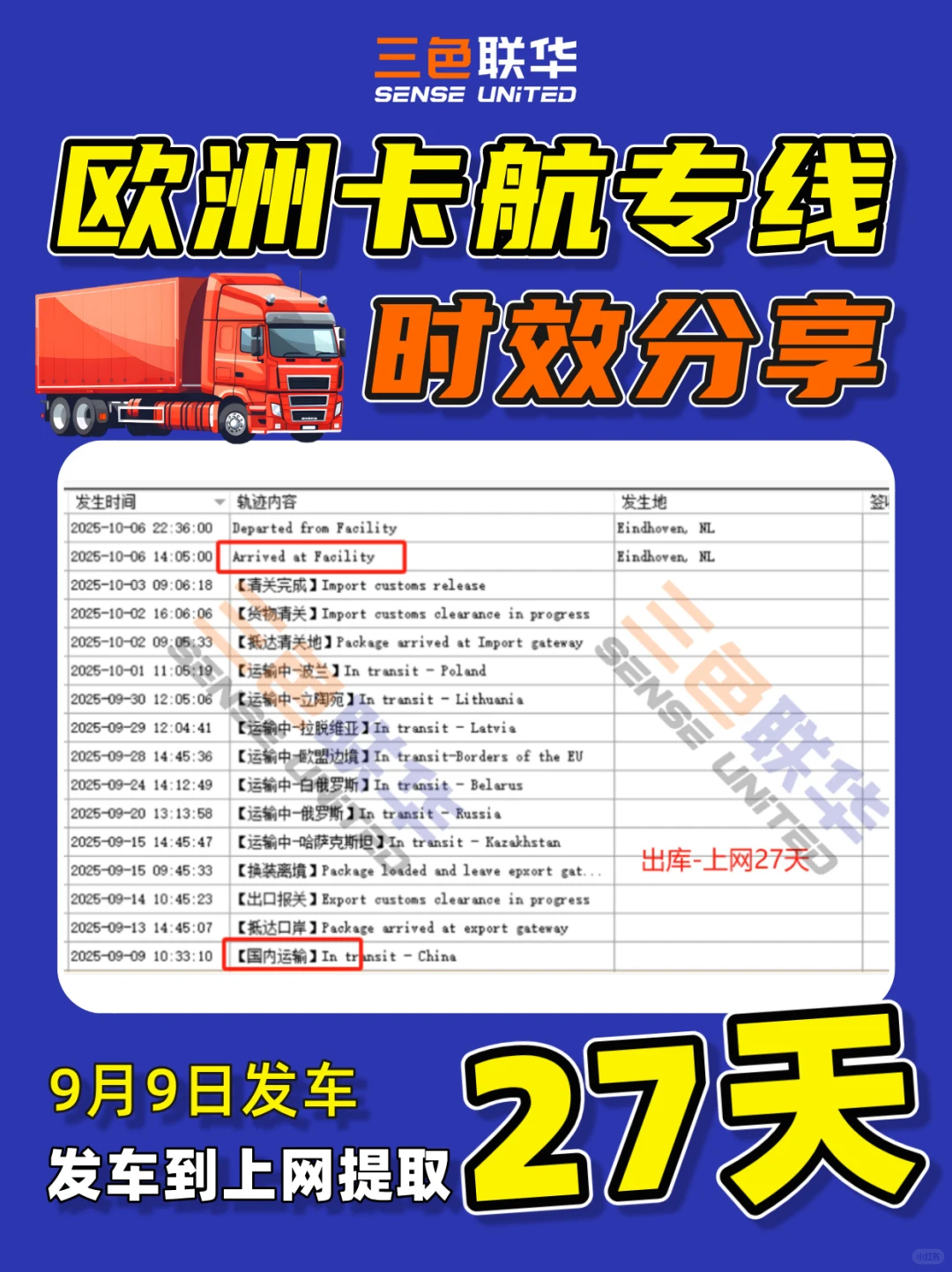 10.6~10.12欧洲卡航到达提取时效概览