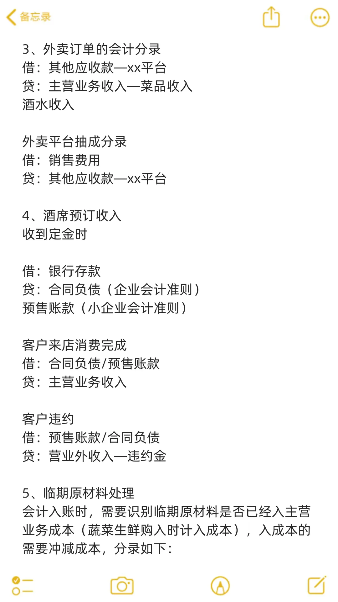 给大家普及一下餐饮会计账务处理的强度