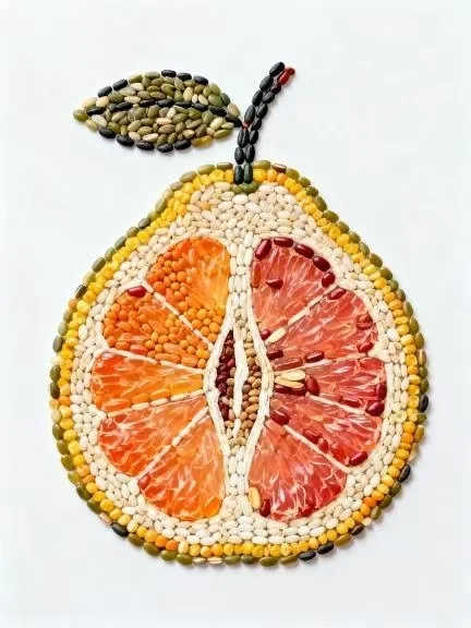 挑战五谷杂粮拼贴画第662天|水果拼贴画