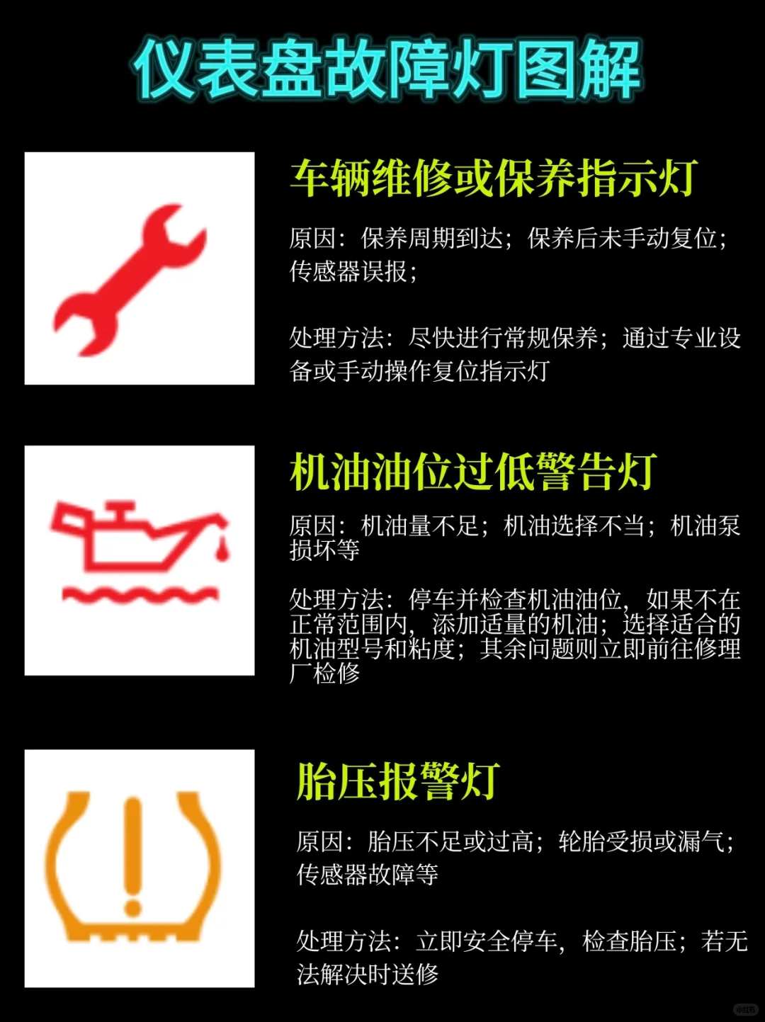?新手司机必存！汽车仪表盘故障灯图解！