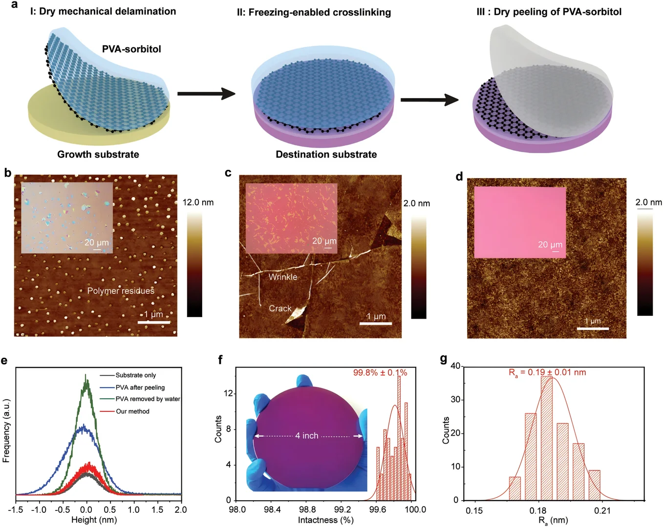 通过冷冻转移介质实现二维材料全干法转移