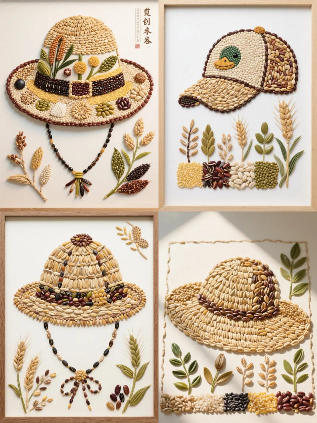 挑战五谷杂粮拼贴画第231天|帽子?