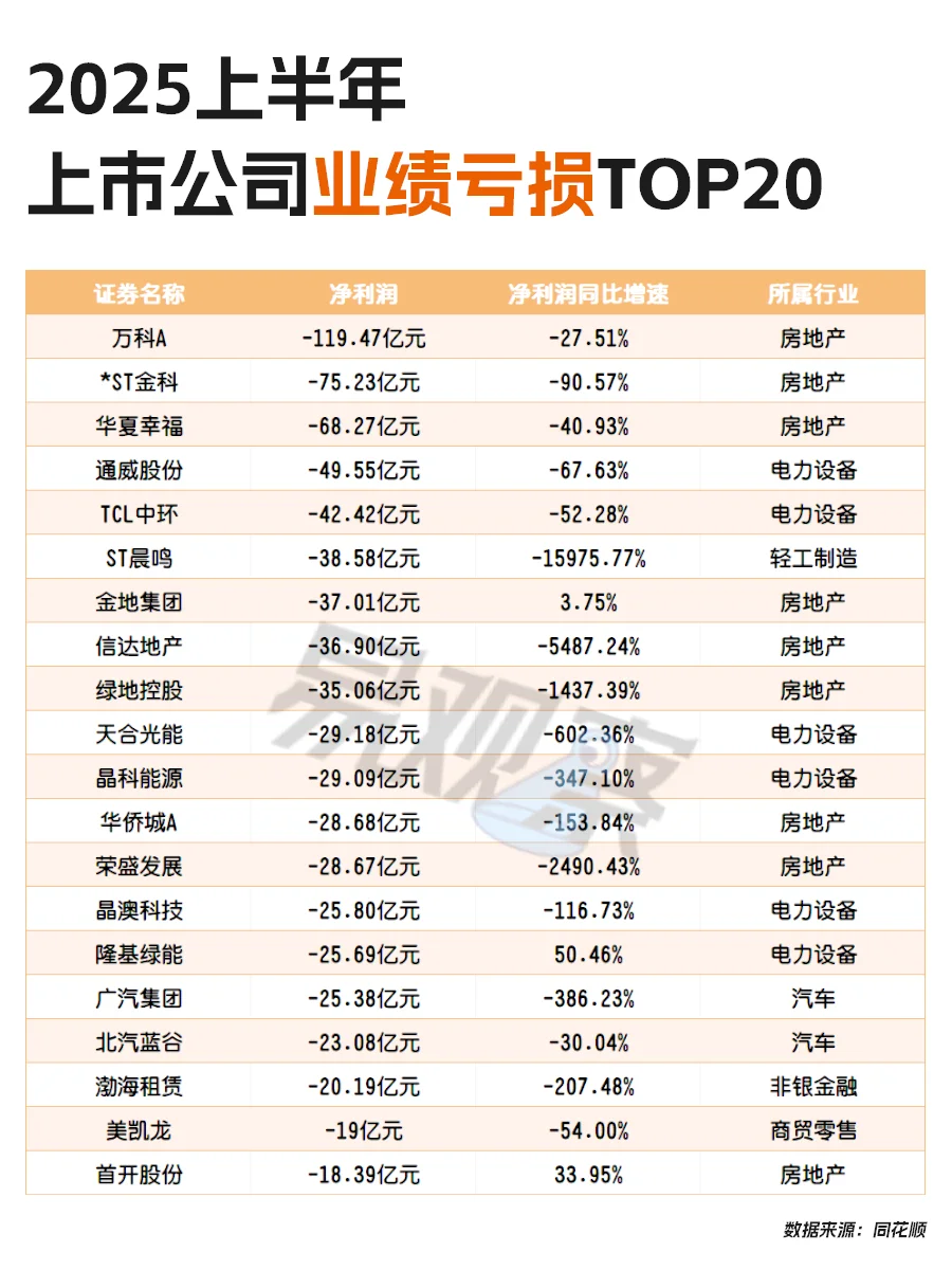 2025上半年，谁赚的多？谁亏得多？