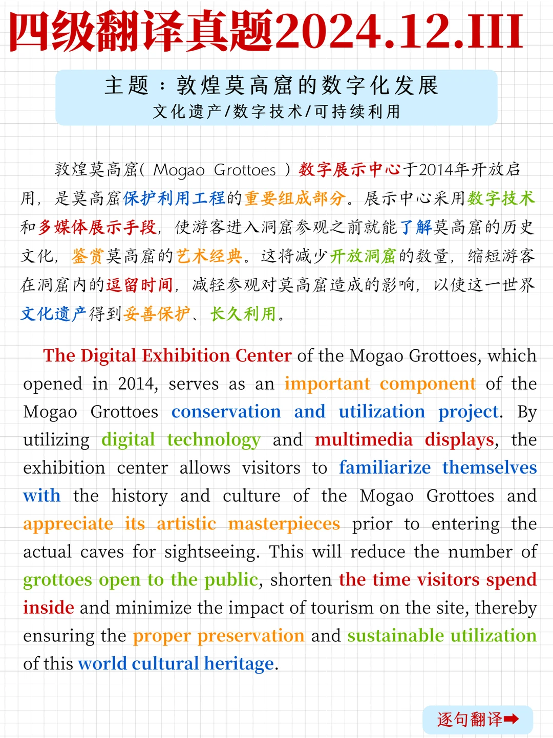 四级翻译练习｜敦煌莫高窟怎么翻
