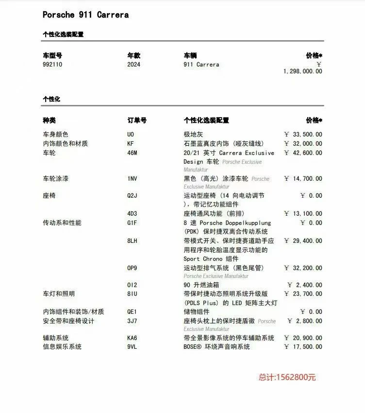 24年保时捷992极地灰石墨蓝内满配，7千公里