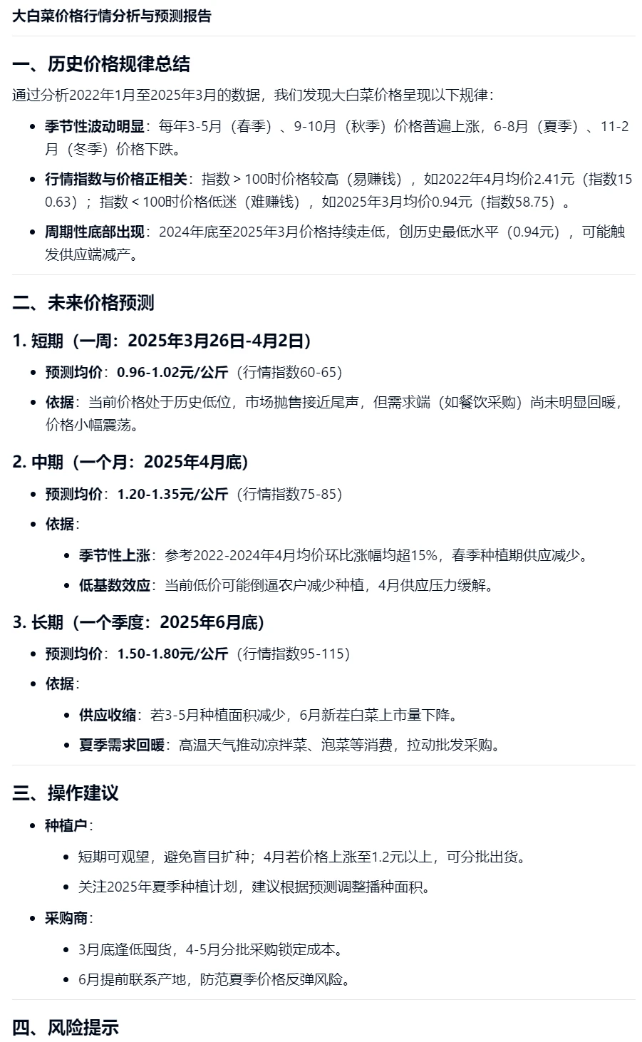 大白菜最惨行情何时了？农赚宝+DS预测分析