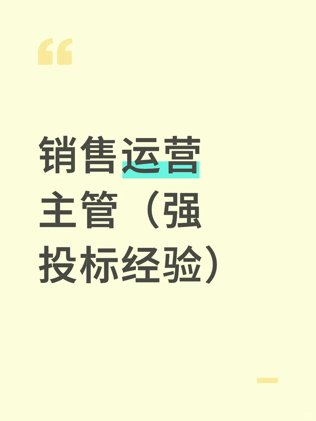 销售运营主管(强投标经验)