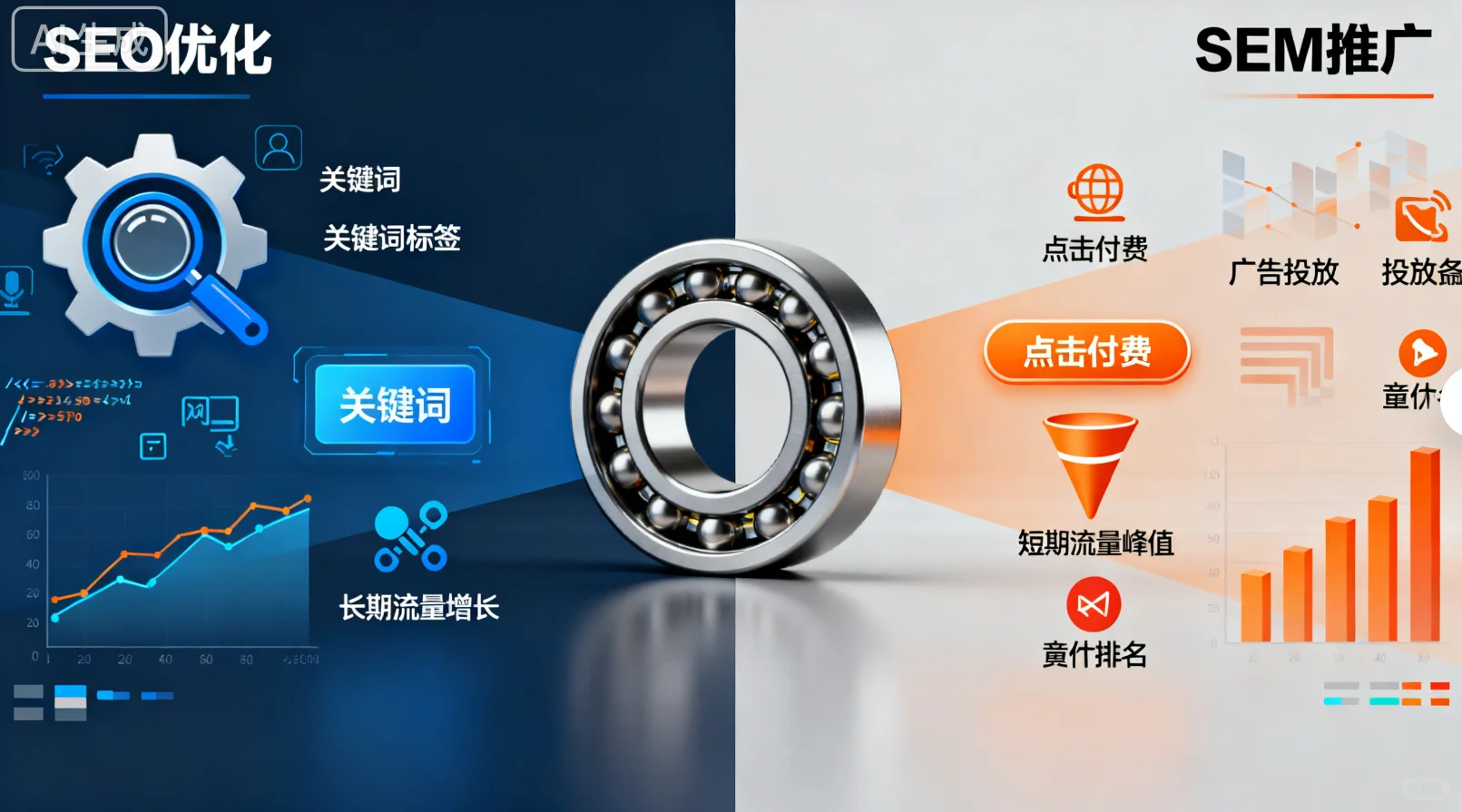 轴承行业做独立站更注重SEO优化还是SEM推广