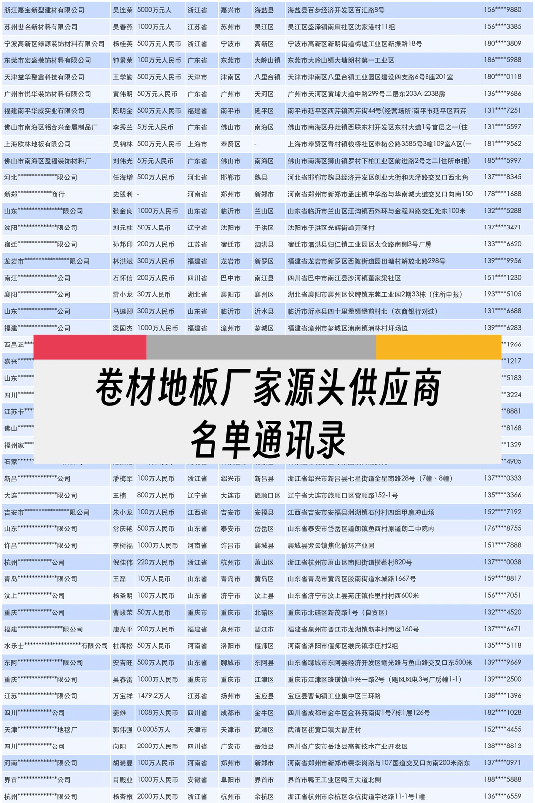 卷材地板厂家源头供应商名单通讯录