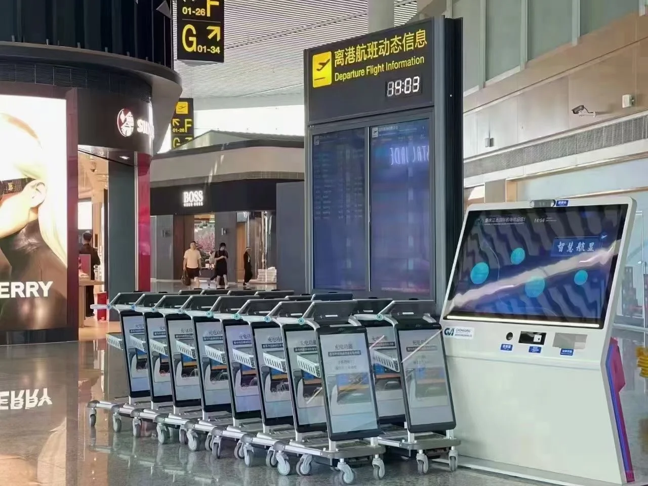 机场智能手推车广告投放