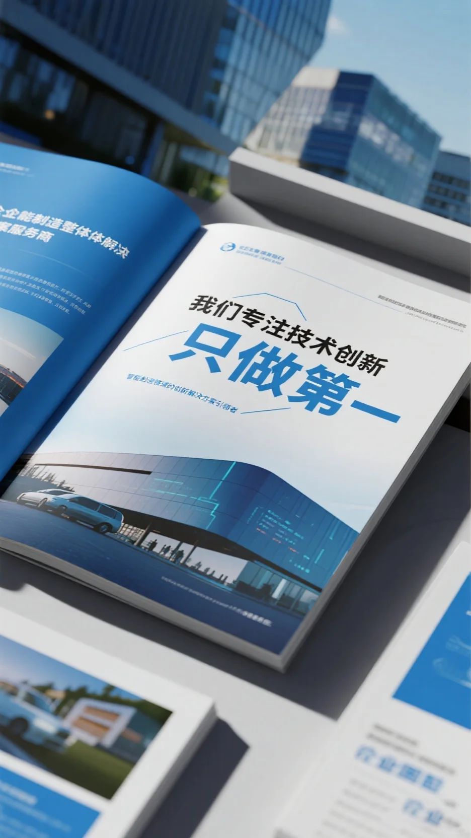 蓝色系科技企业画册设计，展技术创新质感