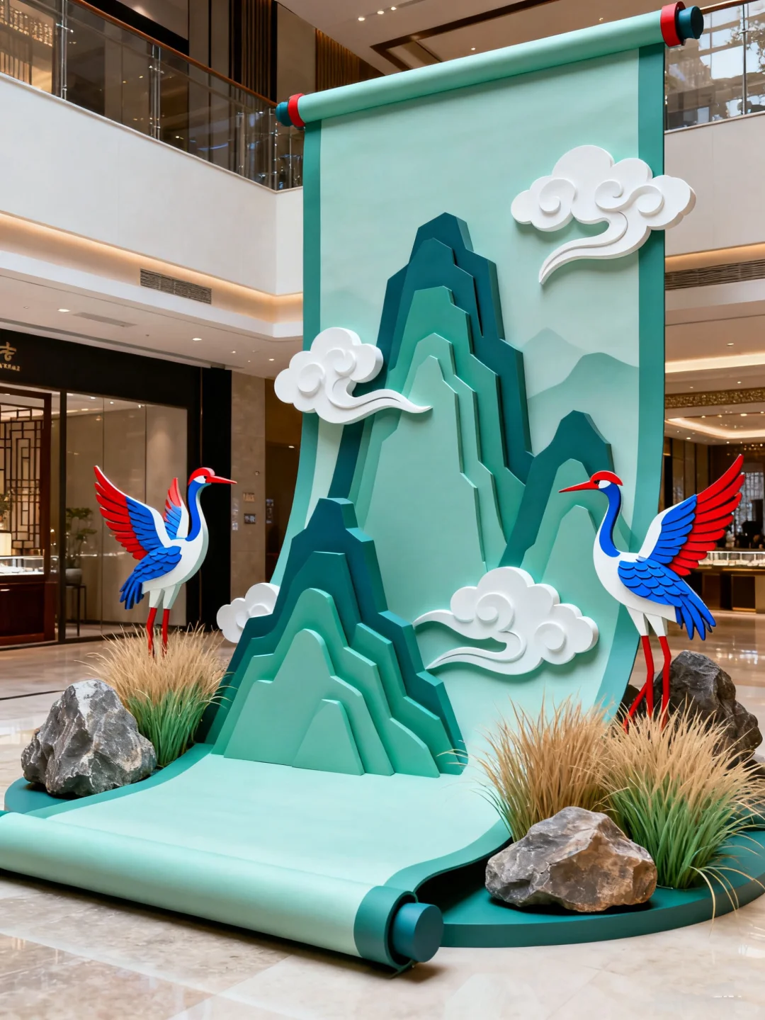 艺术卷轴搬进现实，蓝调花艺美陈太绝了