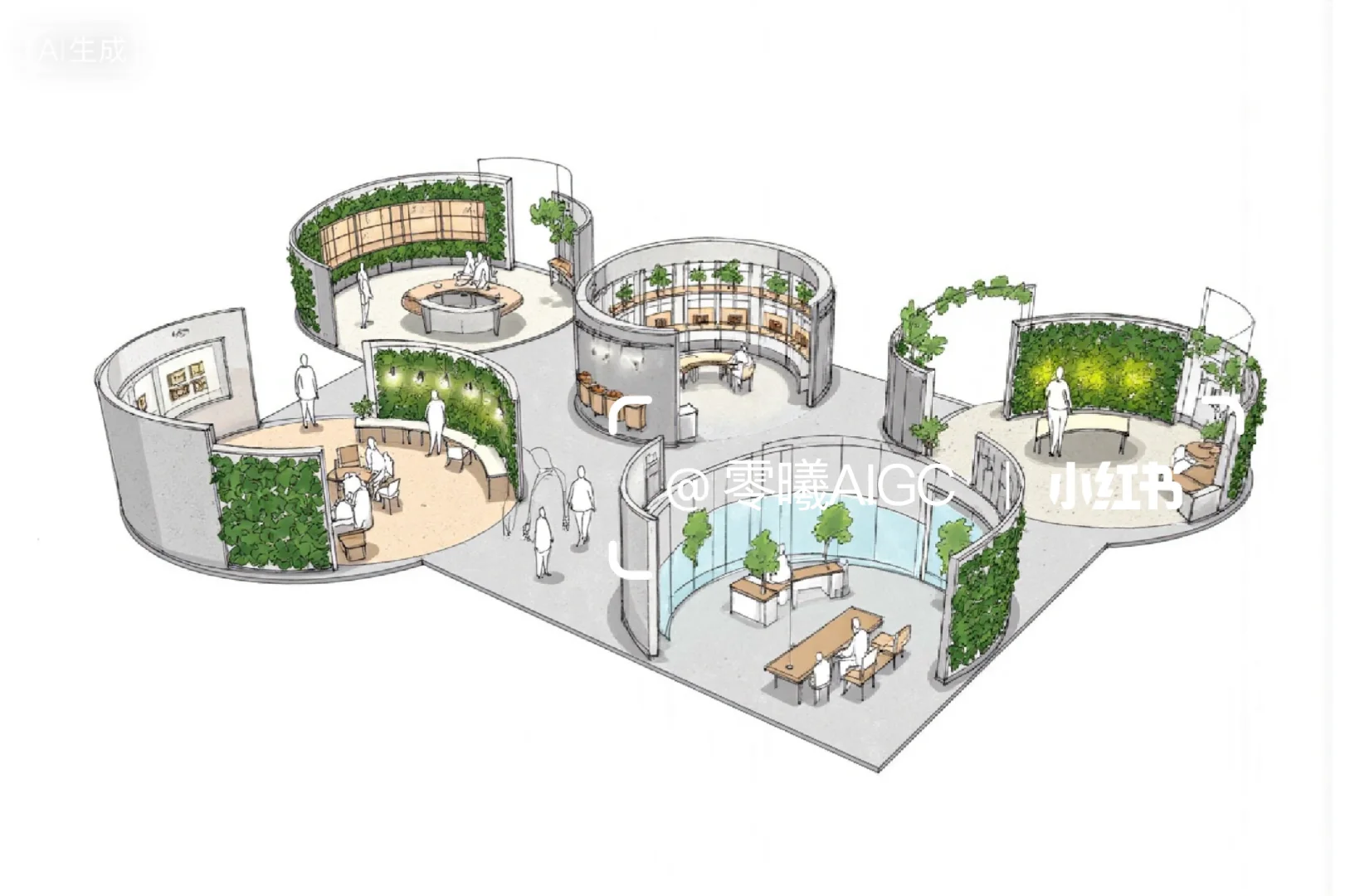 环艺作业|空间构成分析自然主义曲面空间