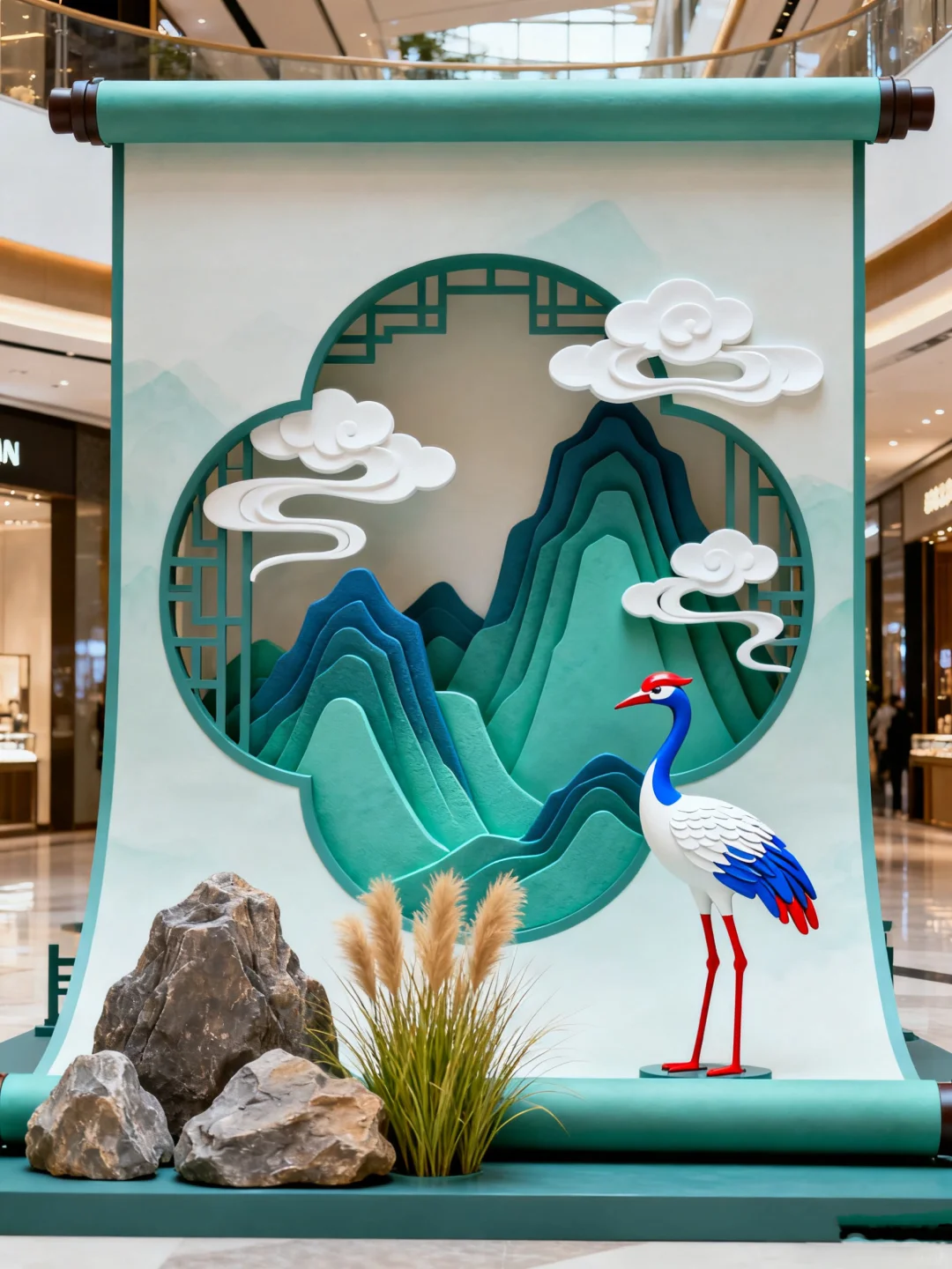 艺术卷轴搬进现实，蓝调花艺美陈太绝了