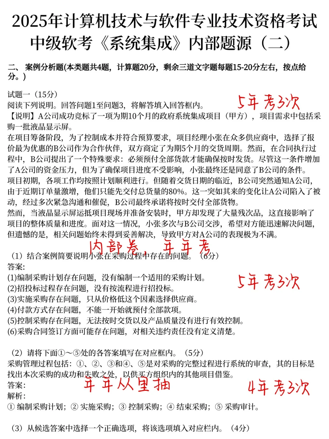 提醒这周六中级软考裸考的，就背这2套卷